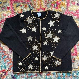 Vintage Cascade Blues starlight knit sweater. Size L